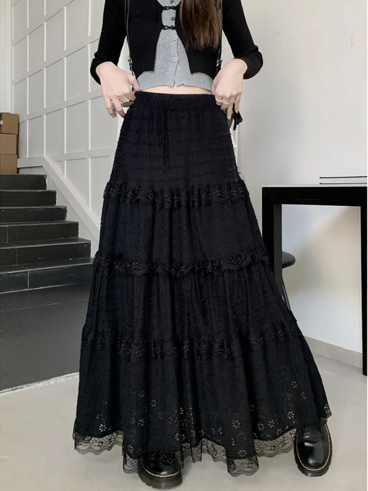 

Черная юбка трапециевидной формы с высокой талией, женская летняя плиссированная юбка-зонтик с тортом, юбка-миди небольшого размера, юбка-миди длиной