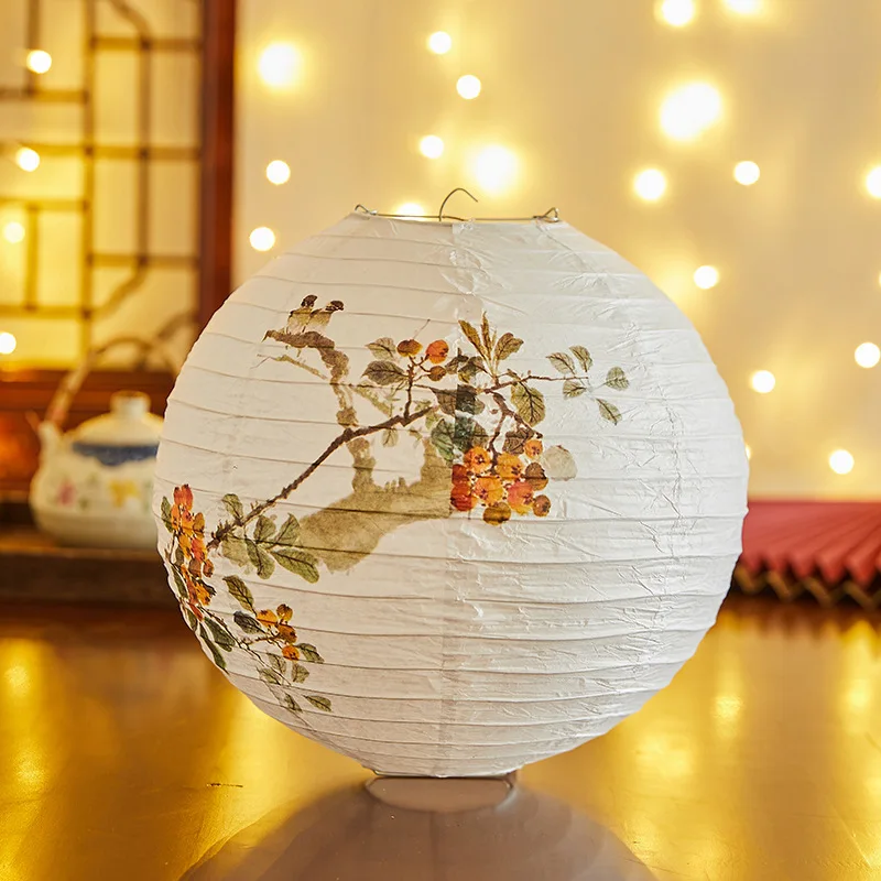 

Traditional Flower Letter Printed Festival Lantern Hanging Fu Character Chinese Lantern Round Antique Paper Lantern New Year