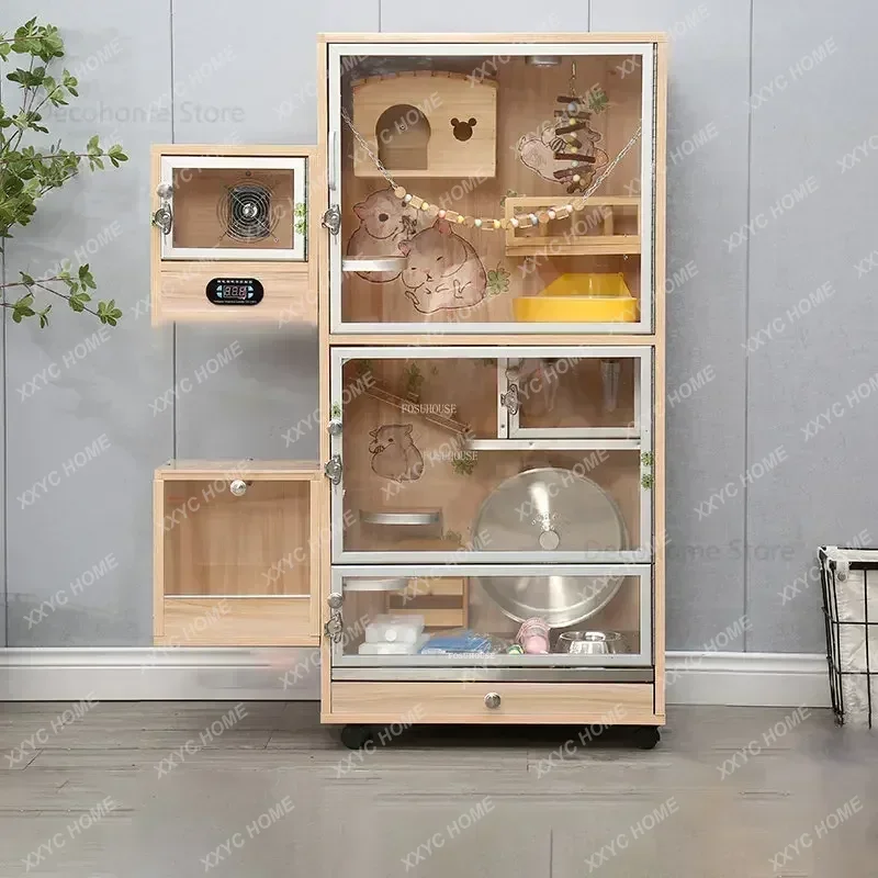 TTNordic Light Luxury Simple Cat Cages Solid Wood Cat Villa Nordic Home Multi-storey Large Cat House Pet Shop Cats Breeding Cage