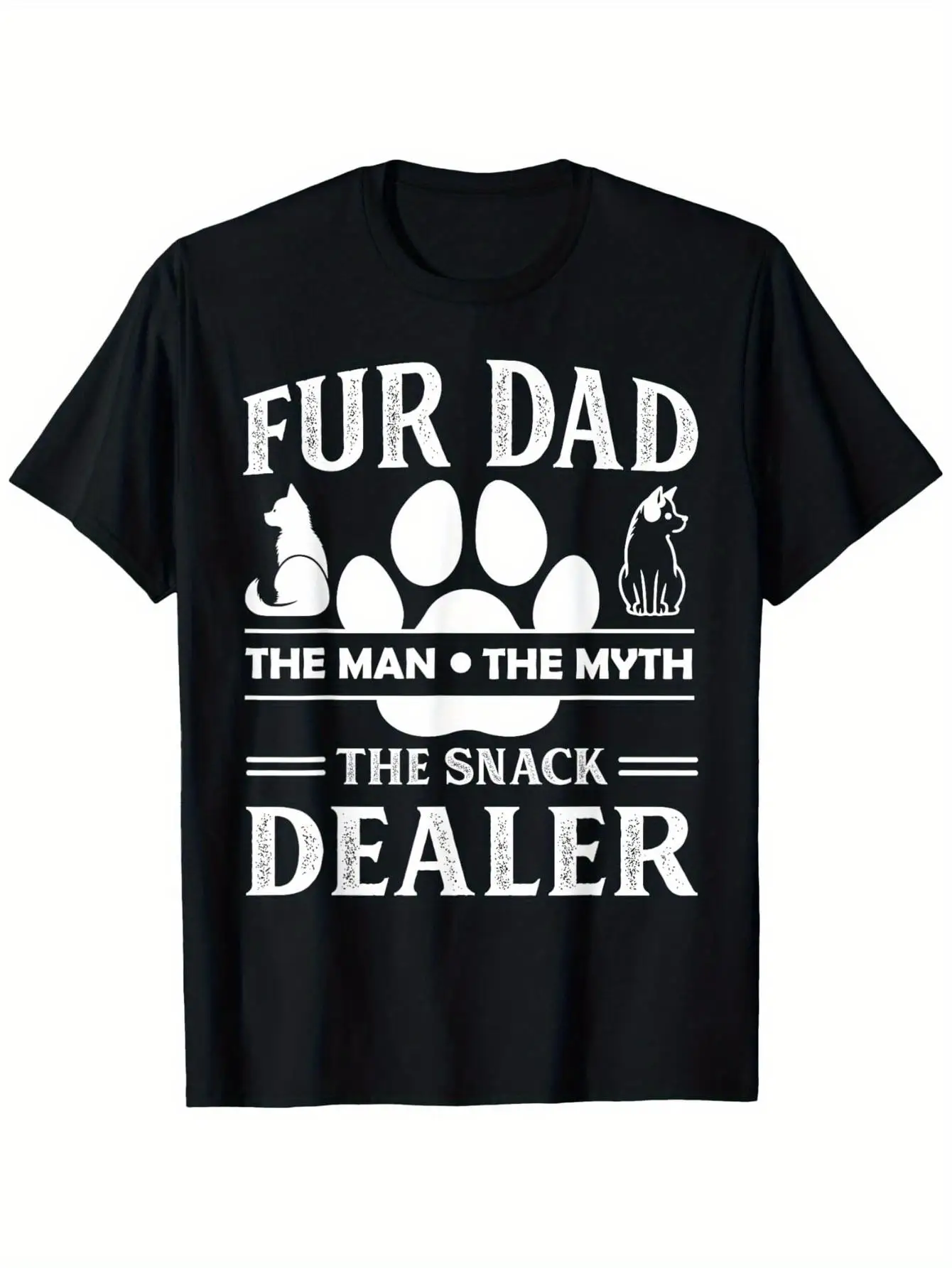 Men's Funny Pet Dad T-Shirt with Paw Print & Cat/Dog Lover - Suitable for Father's Day Gifts, Machine Washable Short Sleeve Shirt for Dog Owners, Casual Wear for, Training, Birthdays - Regular Fit for Cat and Dog Apparel