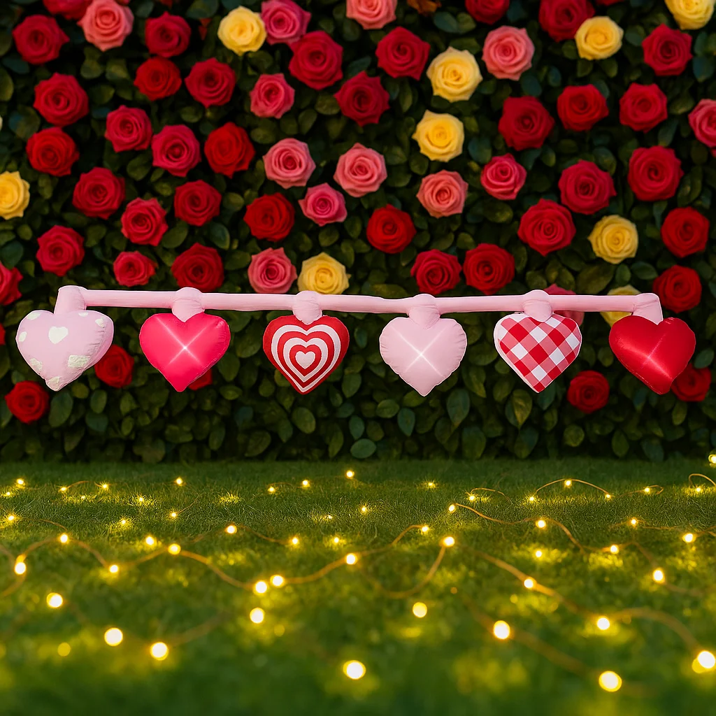4.5M/15FT Valentijnsdag Opblaasbaar Speelgoed Liefde Combinatie Binnenplaats Decoratie Romantische Ingebouwde LED Licht Tuin Decoratie