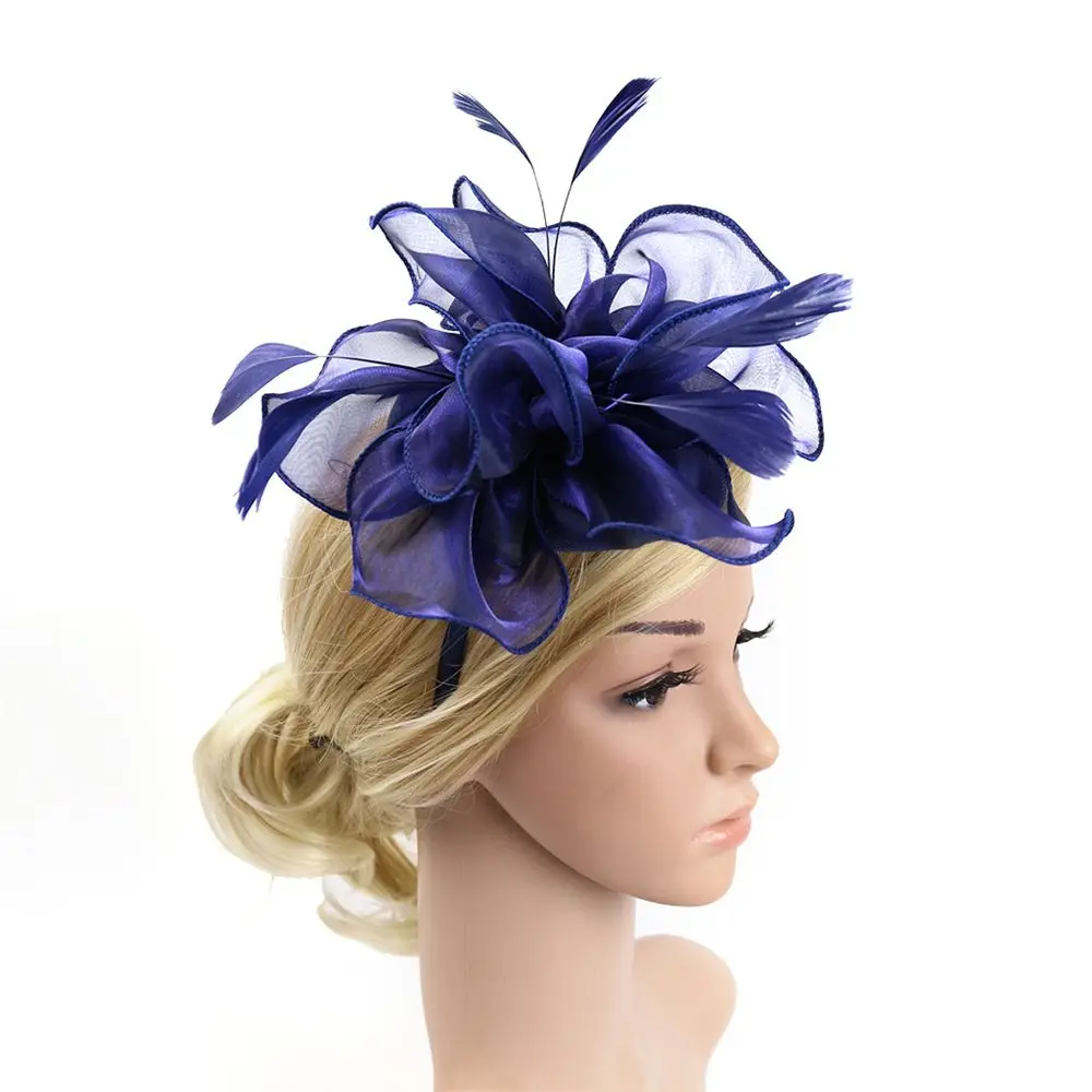 Feather Flower Headband Alice Band Fascinator Ladies Wedding Royal Ascot Race