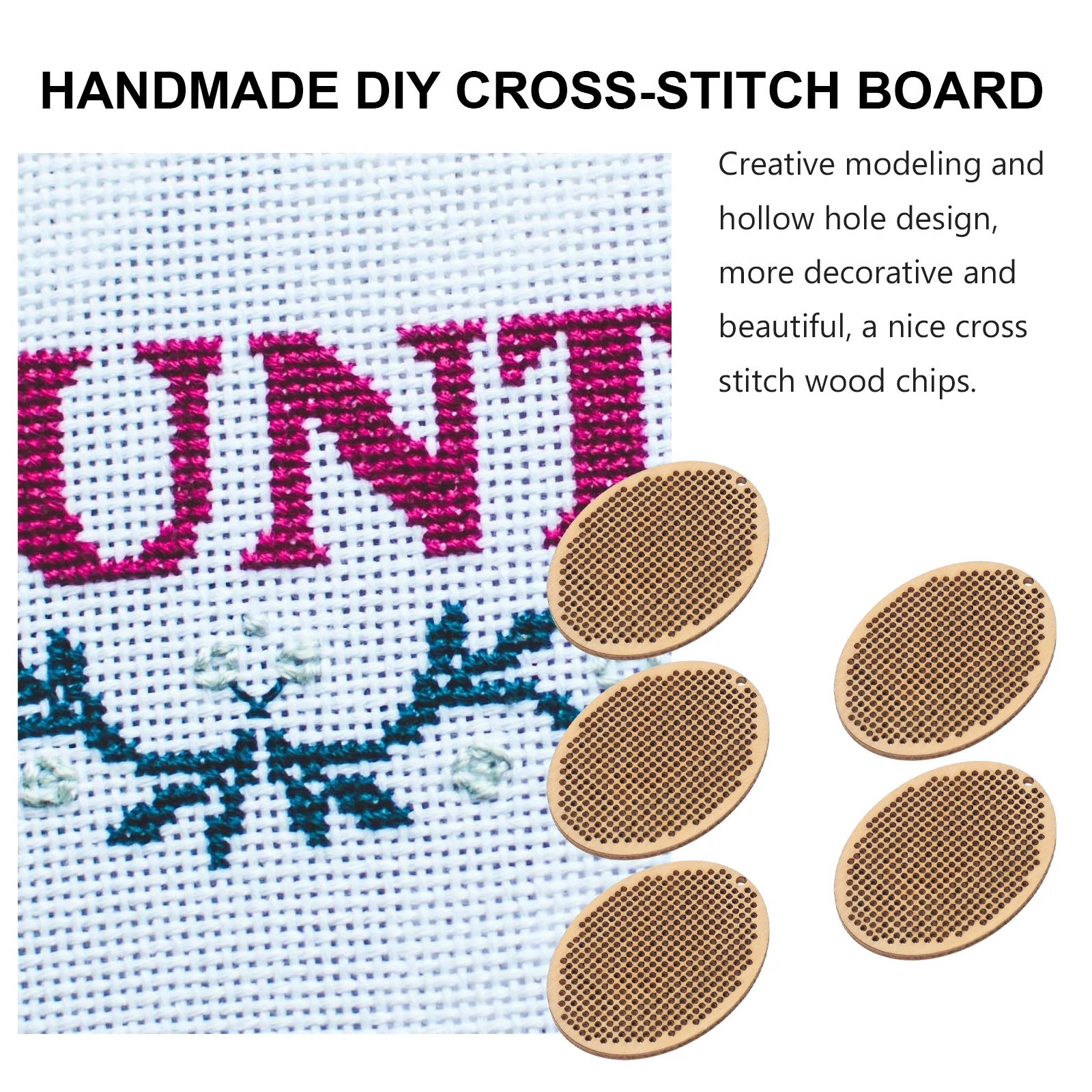 

5pcs Mini Cross Stitch Wood Chips Christmas Gifts Embroidery Bookmark Kit Wooden Crafts Slices Diy Hand Embroidered Premium