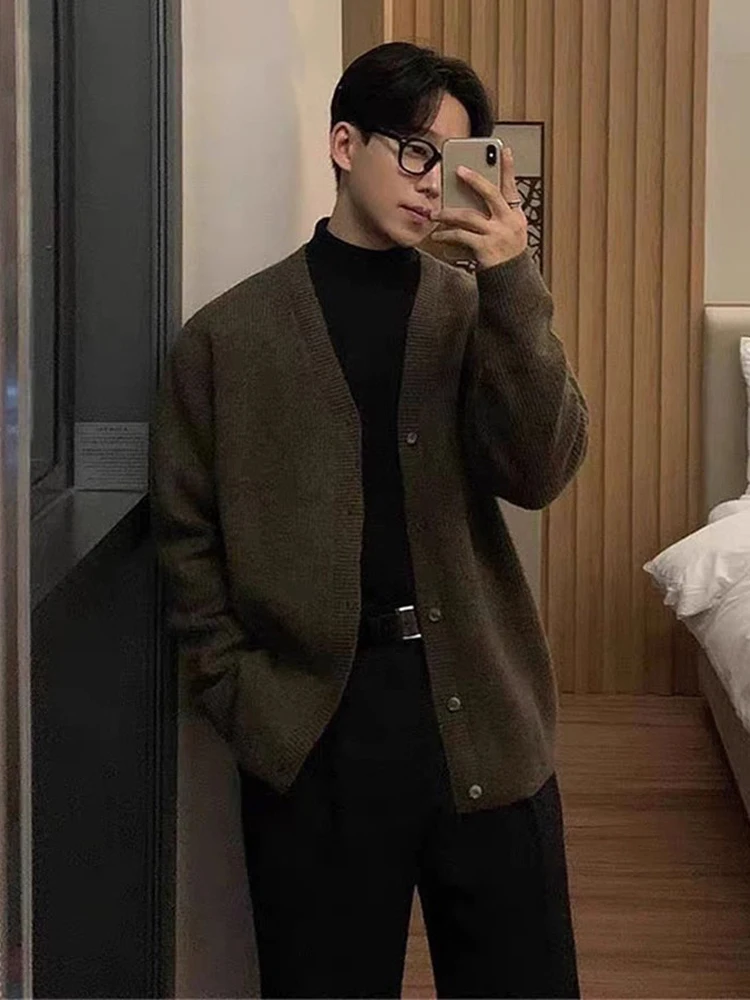 

High-End Men's ort Knitted Open Cardigan Loose Fit Sle Casual Outerwear Autumn Winter Leisure Comfortable Netie Top