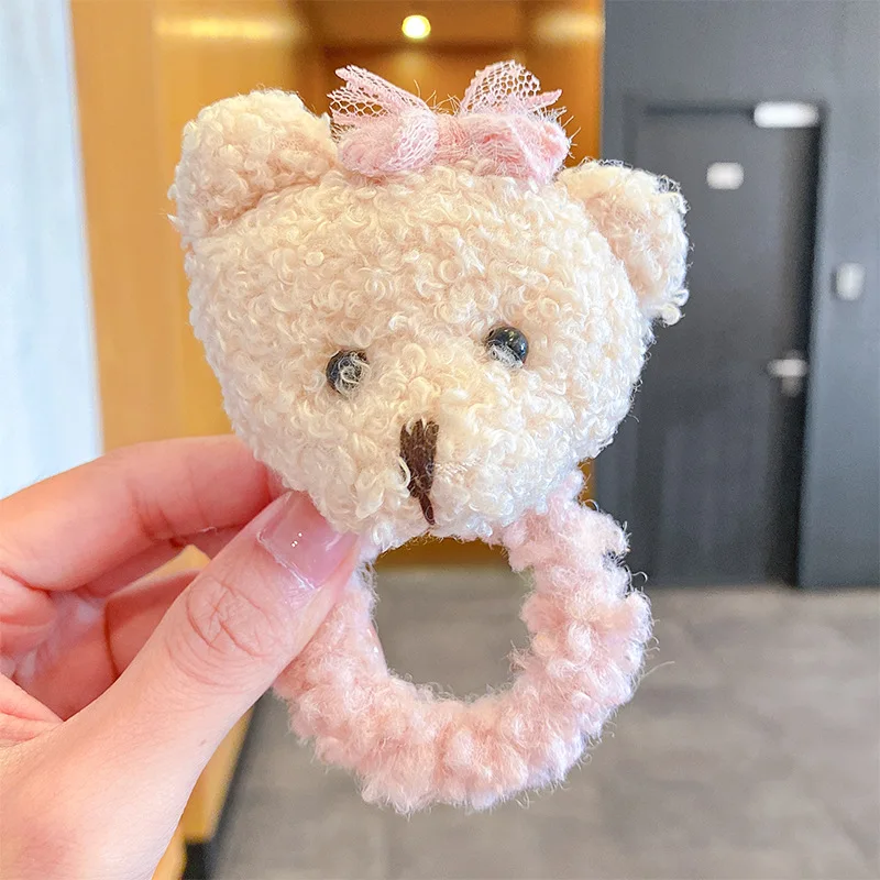 Niedliche Plüsch-Bären Elastische Haarbänder für Mädchen Kinder Modische Kopfbedeckung Stirnband Damen-Haaraccessoires – Detail 8