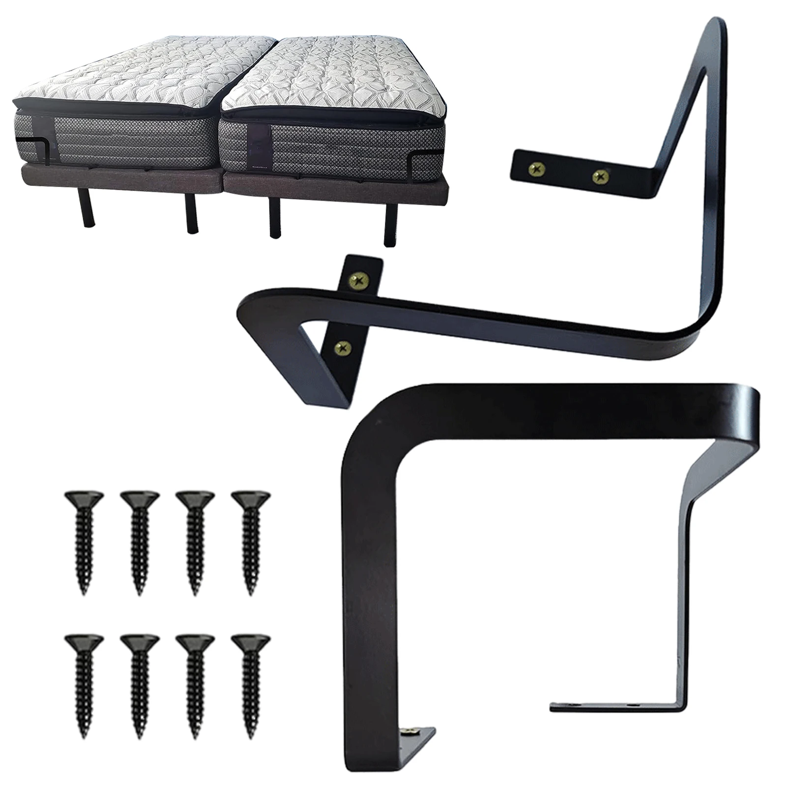 

Mattress Slide Stopper, 2 PCS Metal Non Slip Mattress Gaskets with 8 Screws for Bed Frame, Adjustable Beds