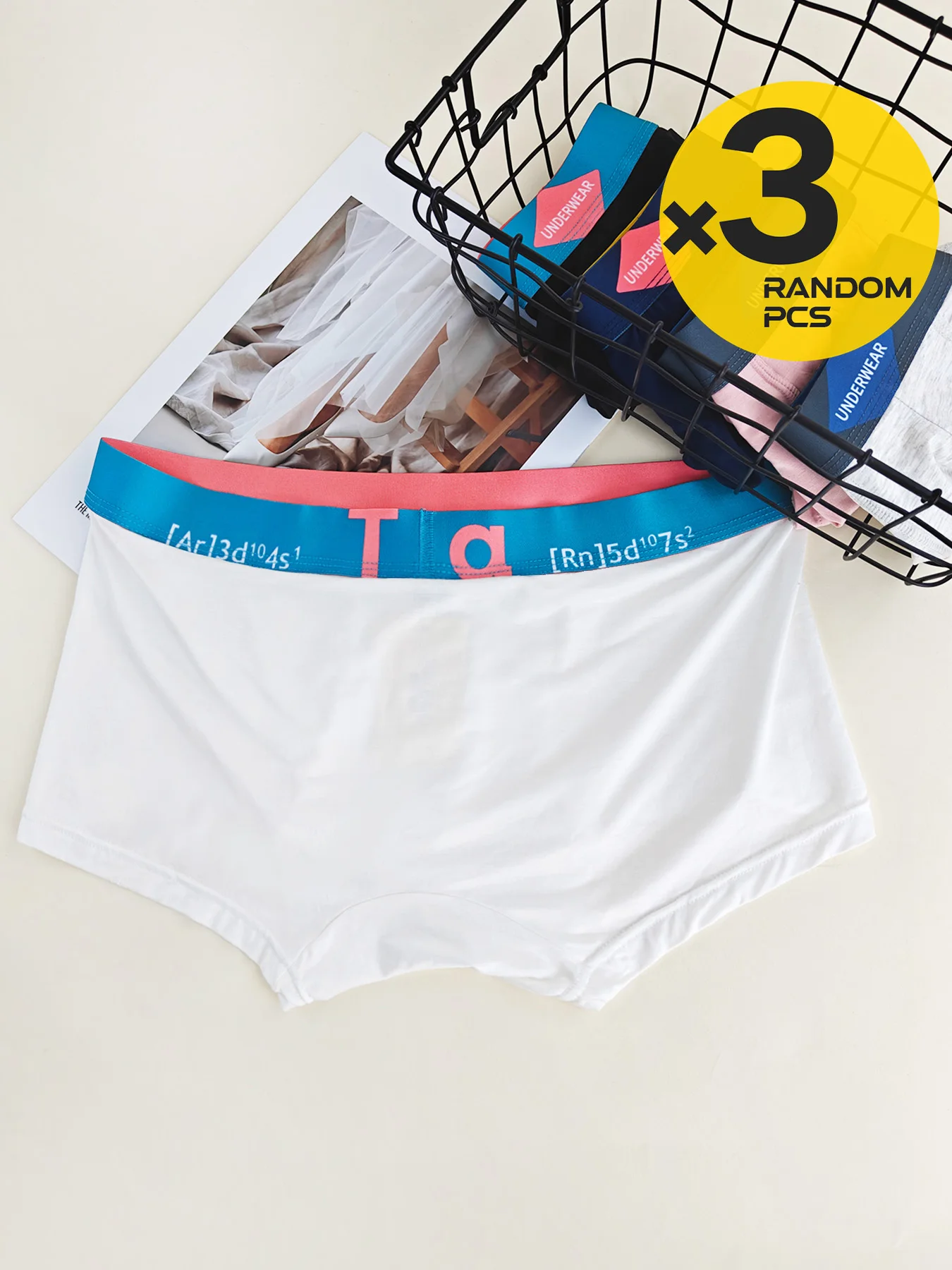 Men Boxer Briefs 3 Pack, Soft Breathable Cotton Underwear, Elastic Wide Waistband, 3D Pouch Comfort Underpants, Random Color