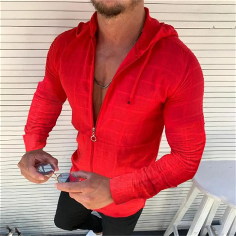 Sommermode, ärmellos/lang/kurzärmelig, Kapuzenpullover, Reißverschluss, T-Shirt, lässig, karierter Druck, offener Stich, Strand-Sonnenschutzkleidung – Detail 5