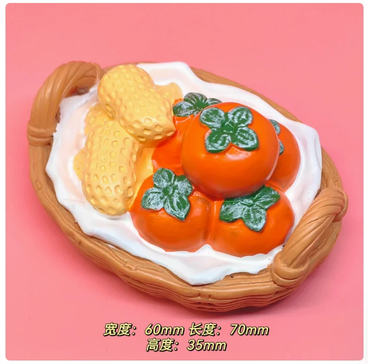 Cute Strawberry Persimmon Pig Bag Hand-painted 3D Fridge Magnets Souvenirs Refrigerator Magnetic Stickers Gift
