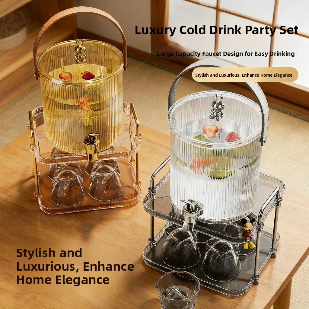 

Luxury Large Capacity Cold Water Pot with Tap for Fridge Heat Resistant Home Use Juice Beverage Barrel Korean Design Water Pot