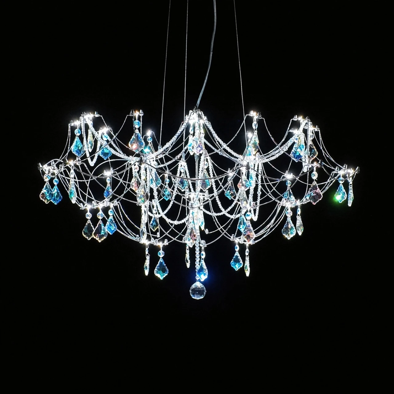 Italian Luxury LED Colorful Electroplated Crystal Pendant Light Villa Dining Room Bedroom Chandelier Living Room Decor Luminaire