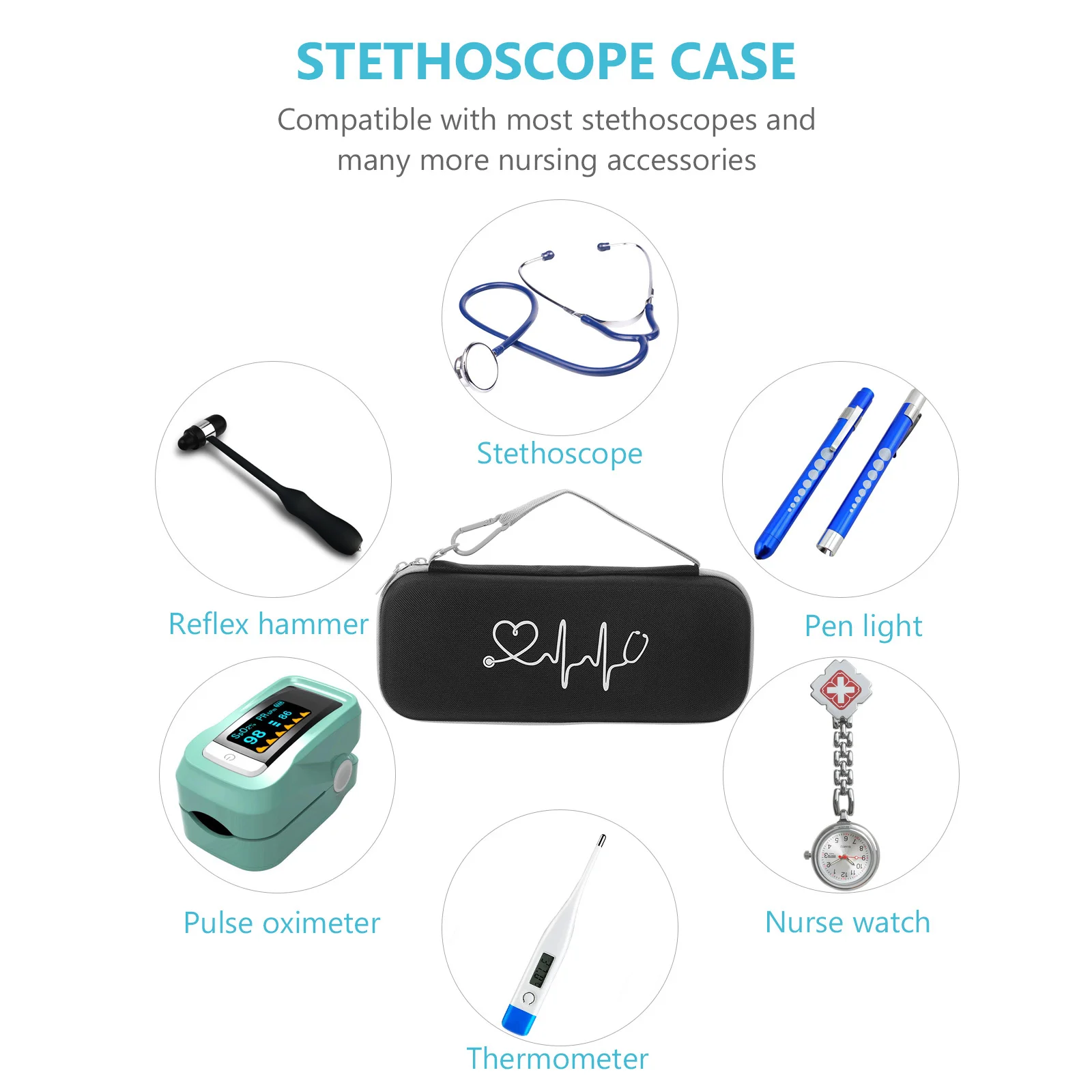 Stethoscope Carrying Case Portable Protective Hard Shell Organizer for Nursing Accessories Travel Storage Solution