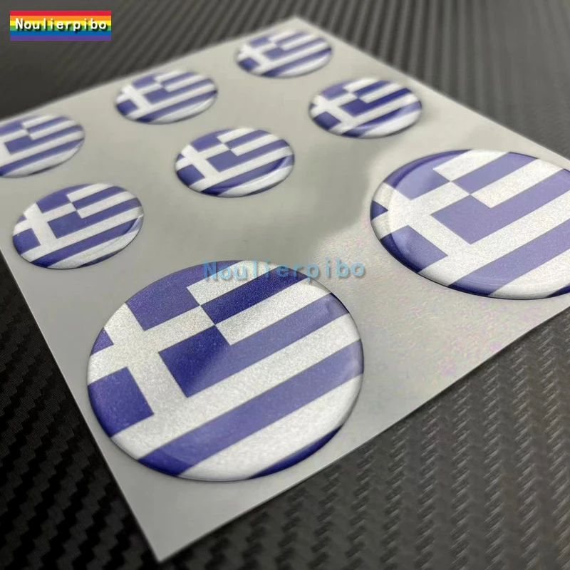 8 Piece Set Greece Logo Sticker Gel Dome Resin Sticker 3D Car Sticker Motorcycle Helmet Car Bumper Window Van Dirt Bike Decal