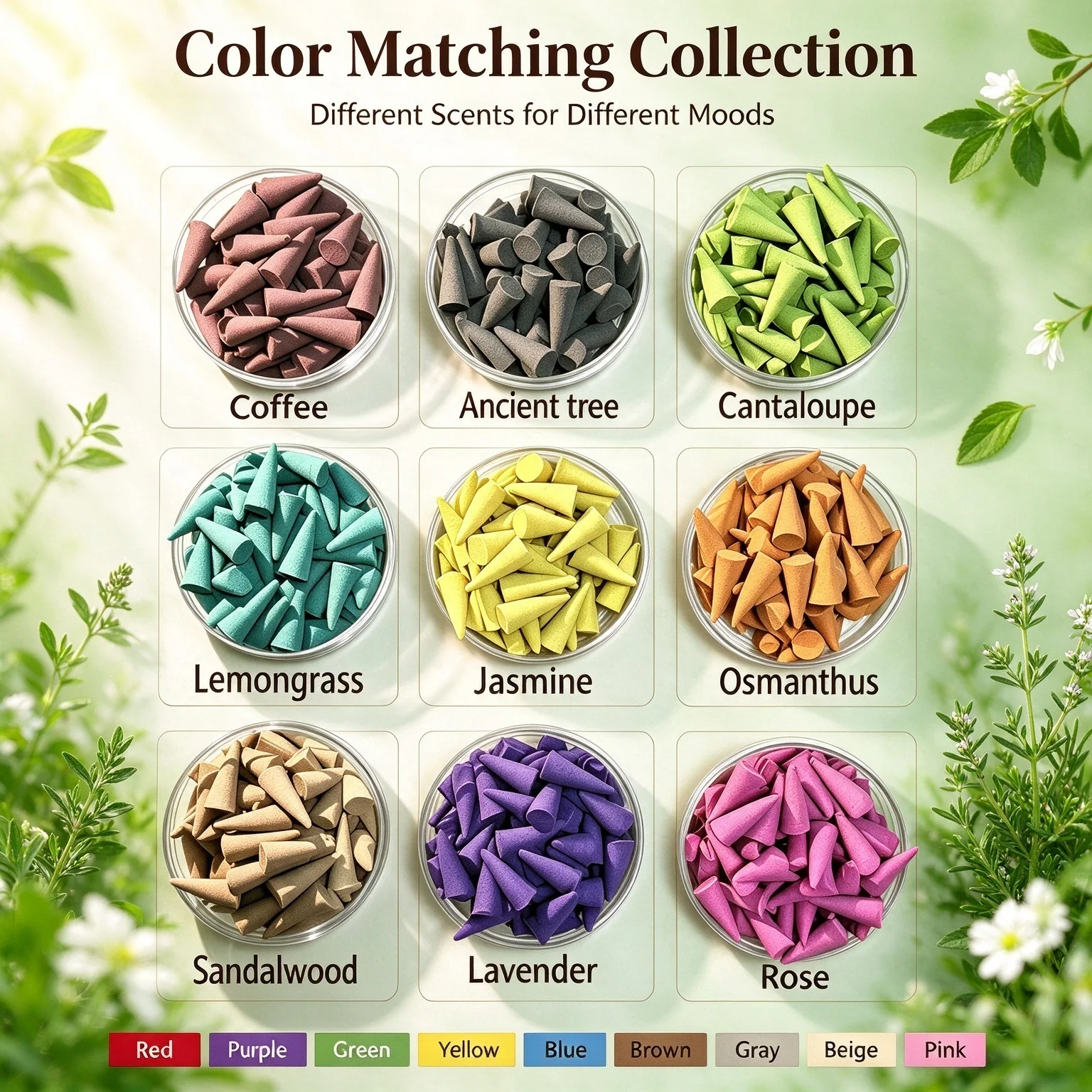 9 Different Fragrance Cones Mixed Incense, Long-Lasting Scent, Perfect for Tea Room aroma Decoration, and Great as a Holiday Gif
