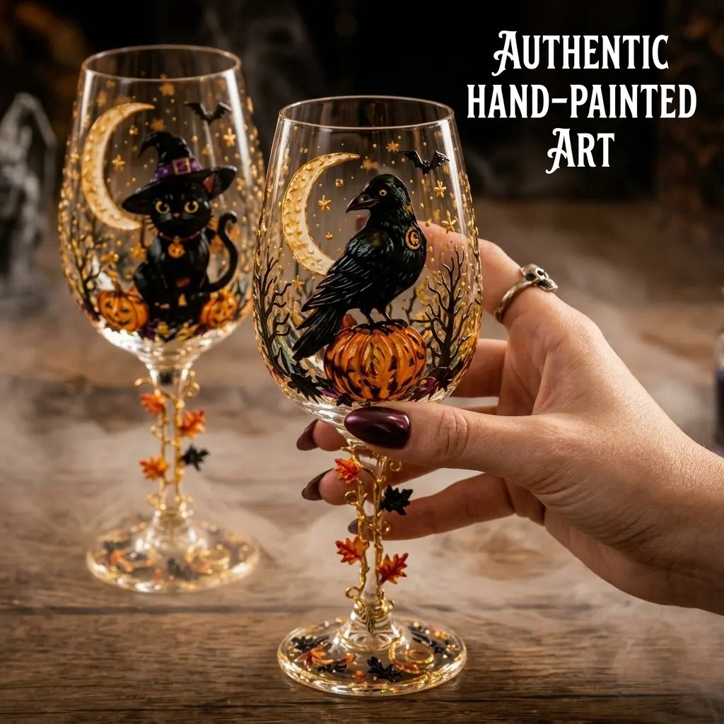 Spooky Wine Glass Hand Painted Skeleton Stemware Gothic Dinner Cup Festive Barware Drink For Halloween Party Home Party