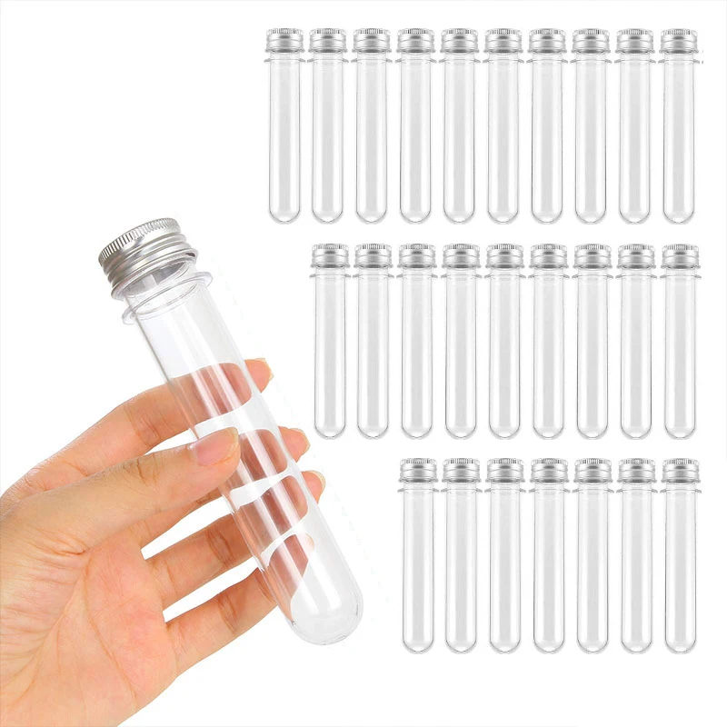 

40Pcs 40ml Plastic Clear Test Tubes With Screw Caps Candy Cosmetic Travel Lotion Containers