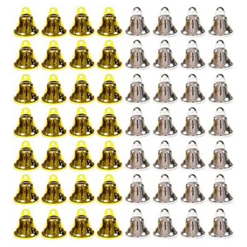 Vintage Craft Bells Mini Bells Fishknow 56 Pcs Bells For Crafts, 1.2Inch, For Wind Chime (Gold, Silver)