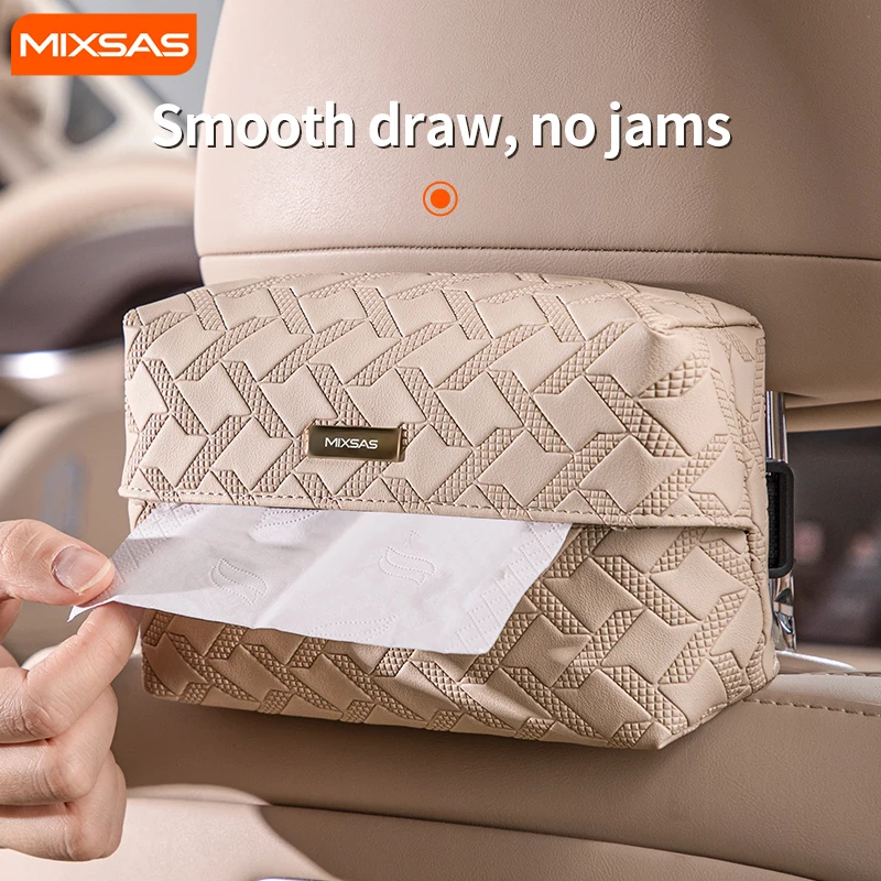 MIXASA Microfiber Leather Tissue Box Car Holder Tissue Cover Fashion Embossing Hanging Tissue Storage Box Waterproof Car Home