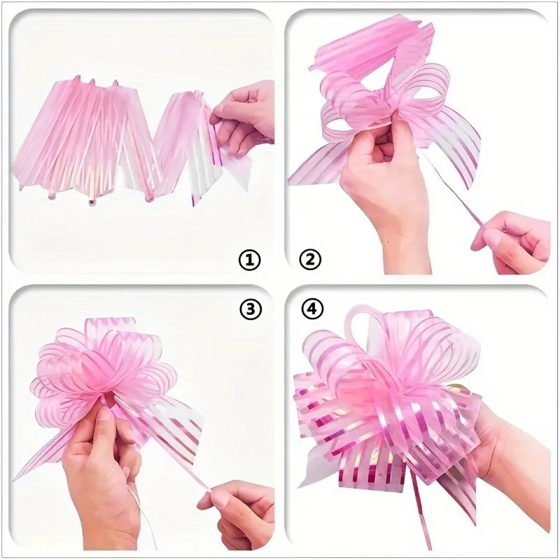 3/5/10PCS Large Organza Pull Bows Wedding Bow Pull Flower Gift Packing Candy Box DIY Birthday Party Wedding Car Christmas