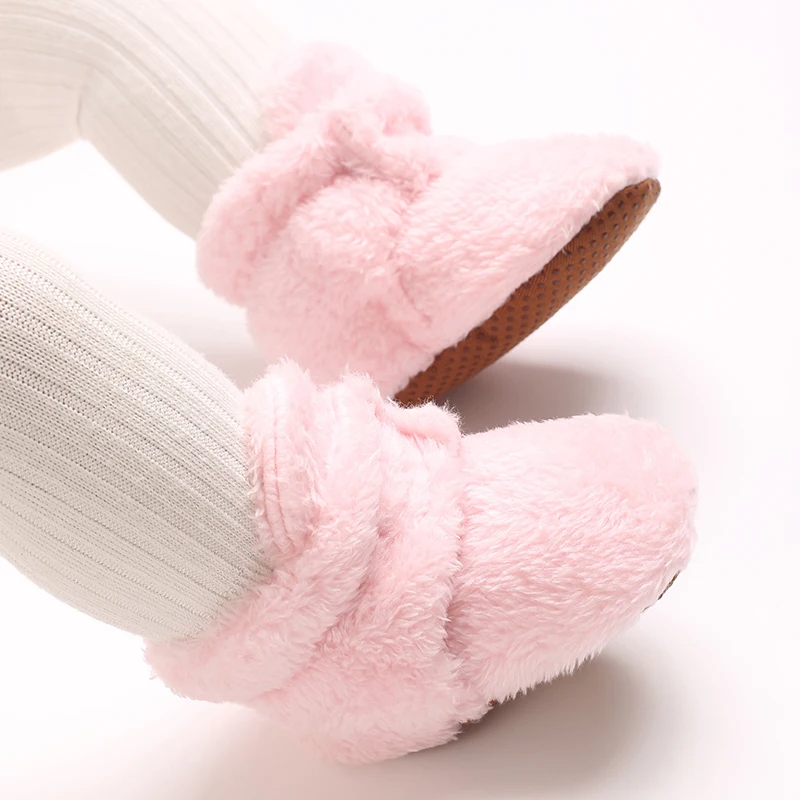 Neugeborenes Baby, Junge, Mädchen, weiche Fleece-Booties, Stay On, Säuglingshausschuhe, Socken, Schuh, rutschfester Greifer, Kleinkind-Erstwanderer, Winter-Knöchel – Detail 25
