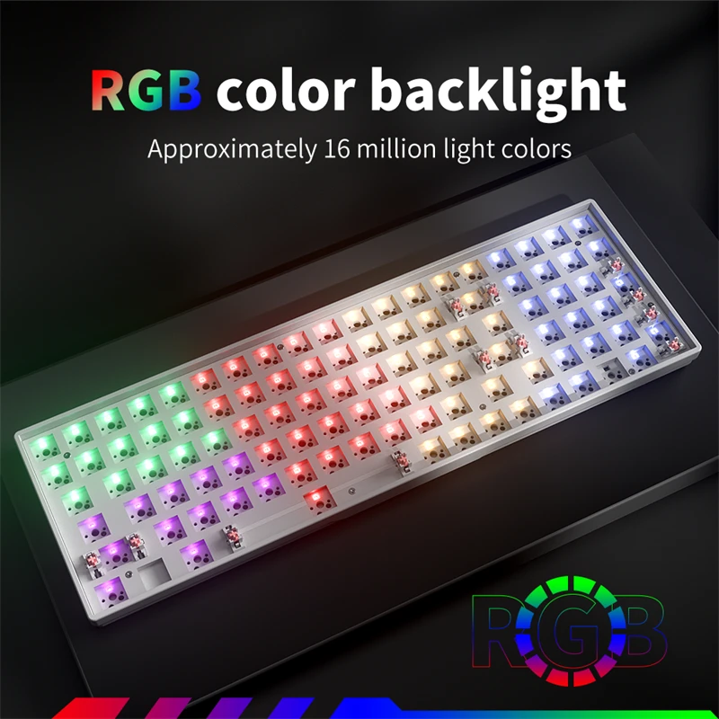 ZIFRIEND H68 H100 Mechanical Keboard Kit Customized DIY Hot Swappable Kit Gaming Keyboard 68/100 Keys DIY Switch Keycaps