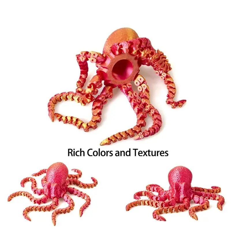B05C-3D Printed Octopus Ornament Fish Tank Landscaping Accessories Movable Joint Figure Gifts For Kids