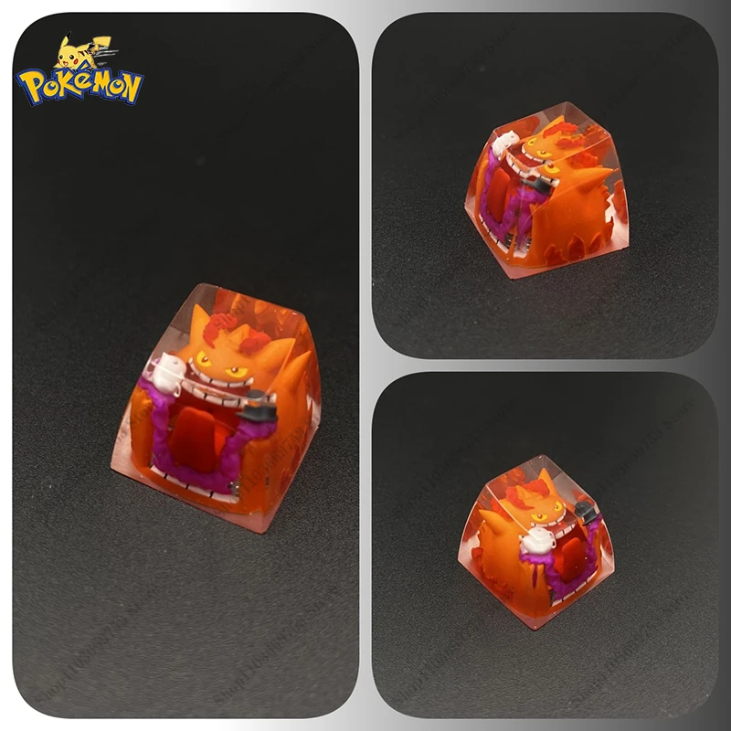 Pokemon Resin Keycap Anime Character Gigantamax Gengar Red 3D Transparent Keys Mechanical Keyboard accessories Customized Gifts