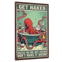 Putuo Decor 1pc Octopus Tin Signs, Plate Retro Pquela Vintage Poster Iron Decoration Wall Painting Decor for Bathroom Washroom