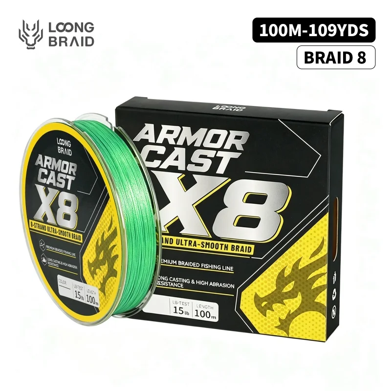LOONG BRAID X8 PE Geflochtene Angelschnur 100M Verblassungsresistent Ultra-Dünn Extrem Stark Abriebfest Multifilament-Schnur – Detail 3
