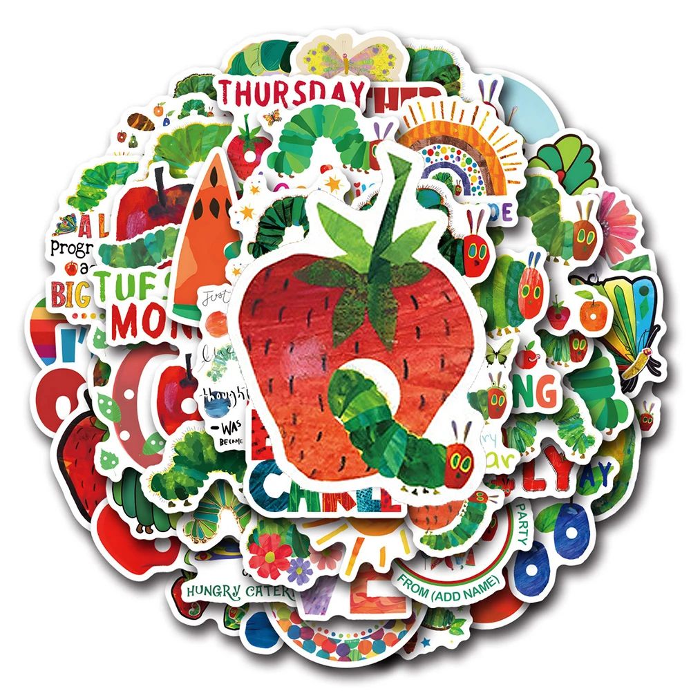 10/30/50/110pcs The Very Hungry Caterpillar Stickers Funny Cartoon Decals Stationery Phone Notebook Cute Graffiti Sticker Decor