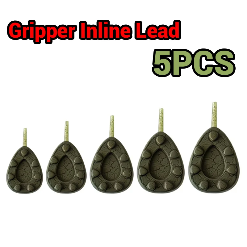 5PCS Ribbed Carp Fishing Sinkers 56g–113g, Anti Snag Camouflage Cracked Lead Weights for Strong Currents and Rock/Weed Bottoms