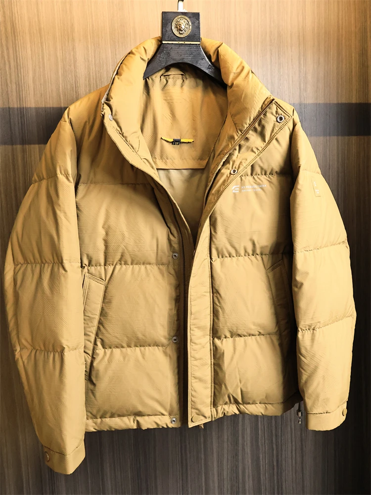 

90 Du down Jaet, мужская свободная посадка с воротником-стойкой, высокая пушистая осенне-зимняя верхняя одежда, модное пальто из полиэфирного волокна