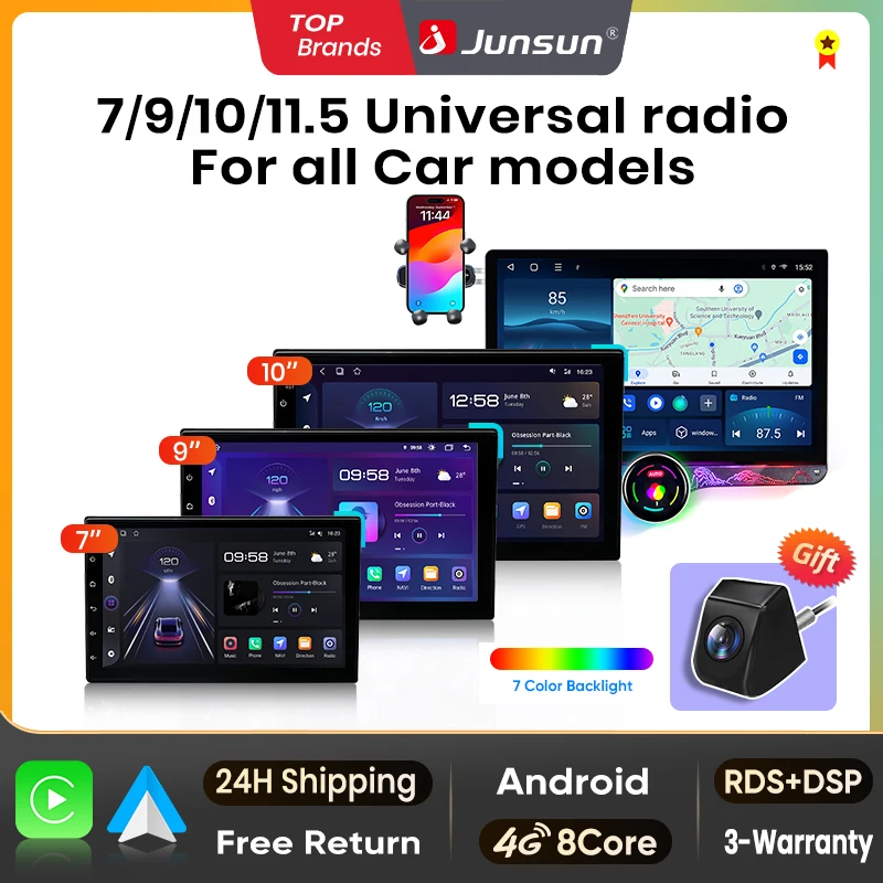 Junsun Universal Auto Radio Stereo Multimedia Video CarPlay Android Auto Intelligen systeme Für Ford Peugeot Citroen Fiat 7/9/10"