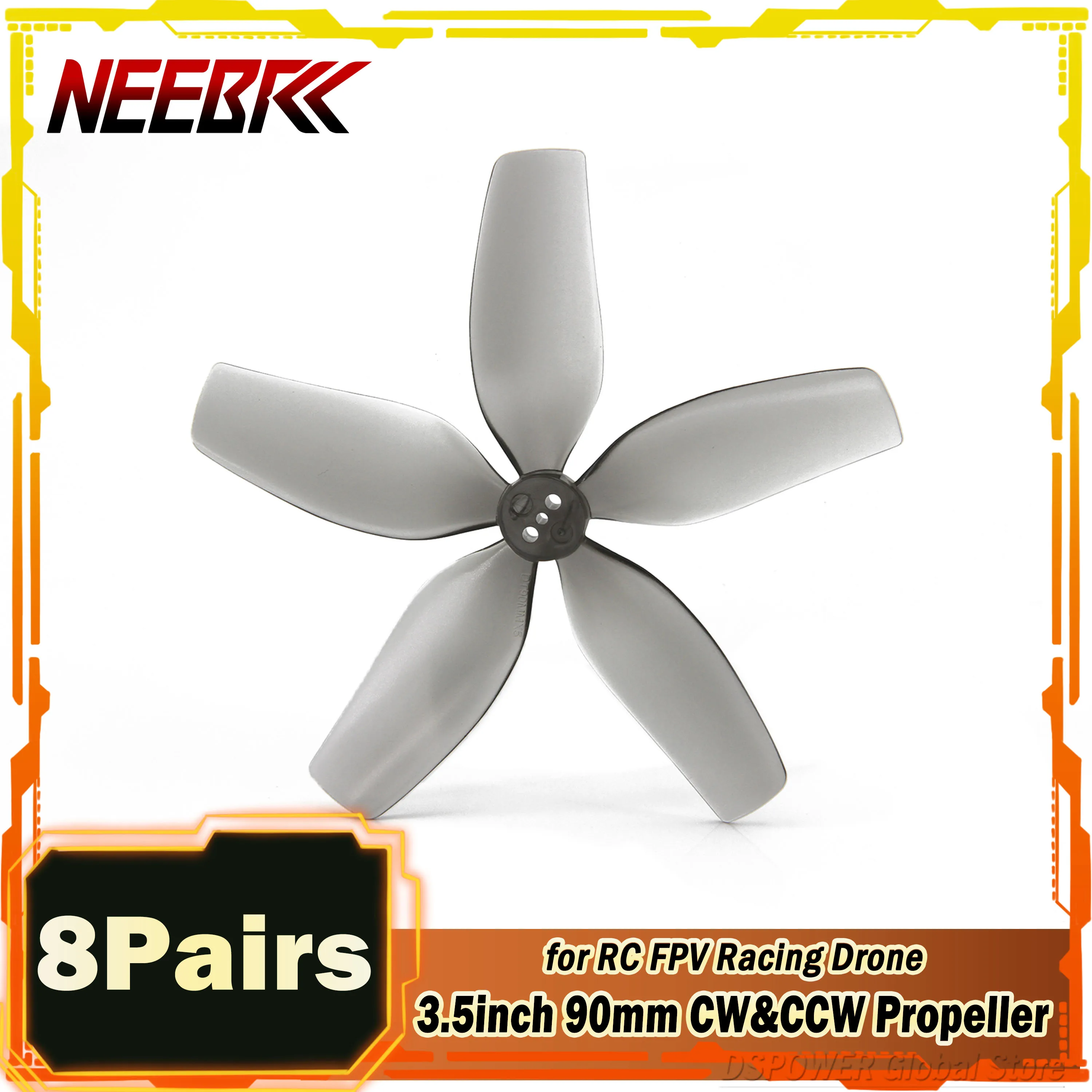 

8Pairs NEEBRC 3.5inch 90mm 5-Blade CW&CCW PC Propeller for RC FPV Racing Drone Freestyle Cinewhoop Drones DIY Airplane Toy Parts