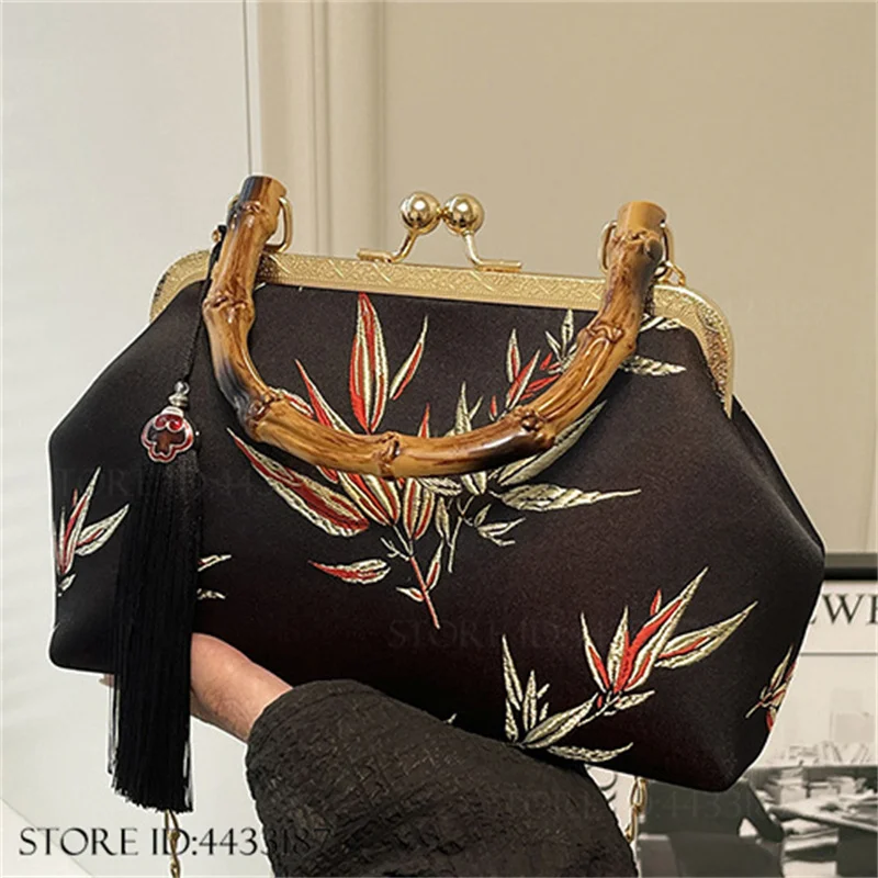 New Chinese Style Handbag Tote Bag Embroidery Evening Bag Retro Shoulder Crossbody Bag with Cheongsam Ladies Shell Bag Purses