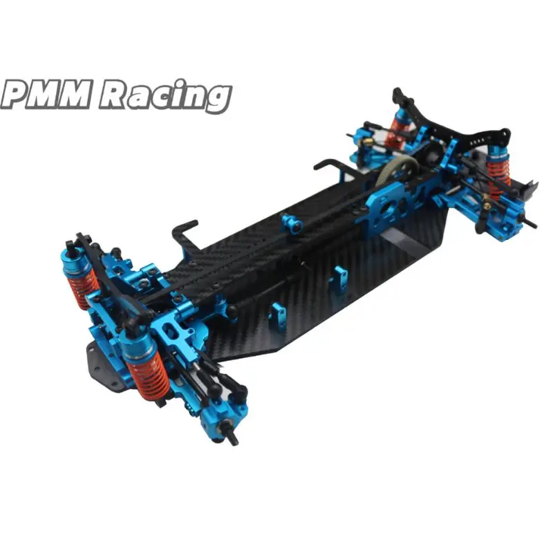 Metal Alloy Plastic Carbon Fiber Chassis Kit Quadro with Wheels, Absorbent Tires, Drift Car Parts, Tamiya Trf416, 1, 10 RC.
