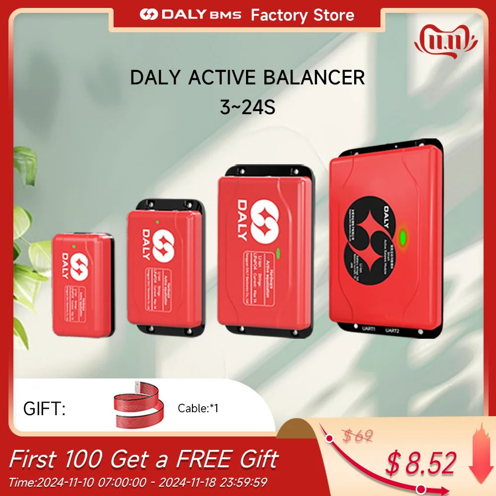 Daly 1A Active Equalizer Balancer Smart Active Balancer with Bluetooth Li-ion BMS 4S 8S 13S 14S 16S 24S For 18650 battery