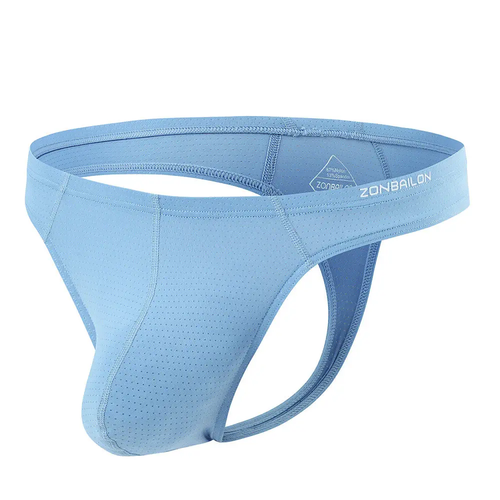 

Zonbailon Men Thongs Breathable G-Strings T-backs Ice Silk Pouch Up Underwear