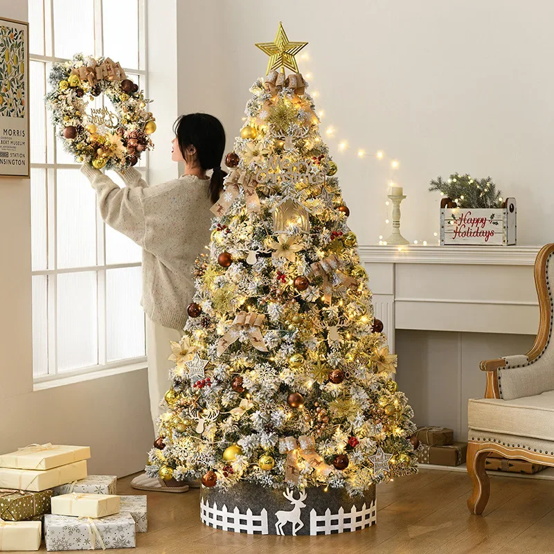 New 2.1 meters large Christmas snow tree Home Christmas Decoration with Lights Falling Snow Christmas Tree Set