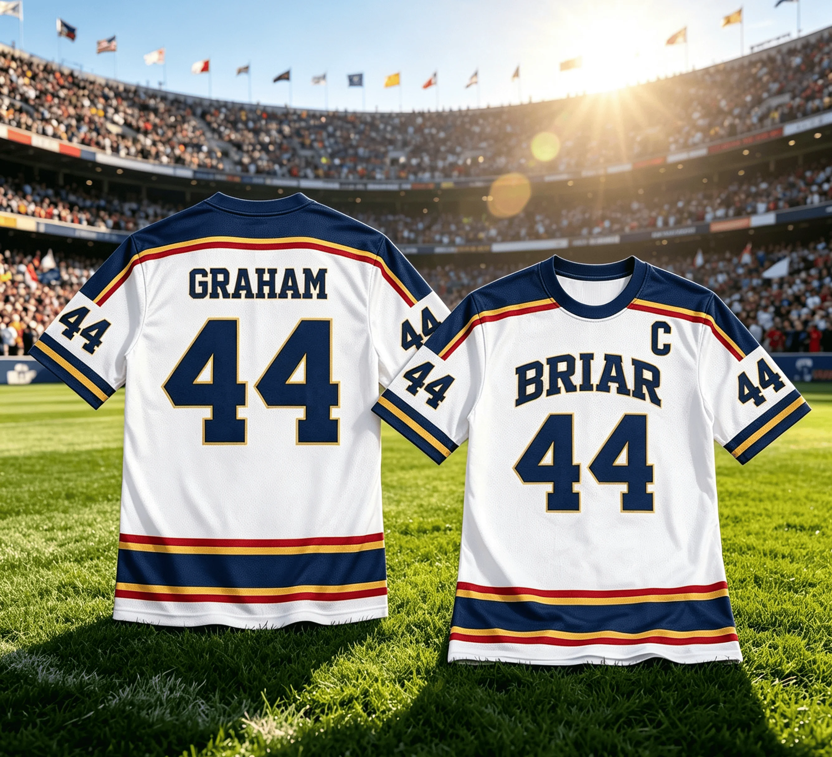 American Retro Striped 44# Graham Jersey Printed Casual Athletic T-shirt