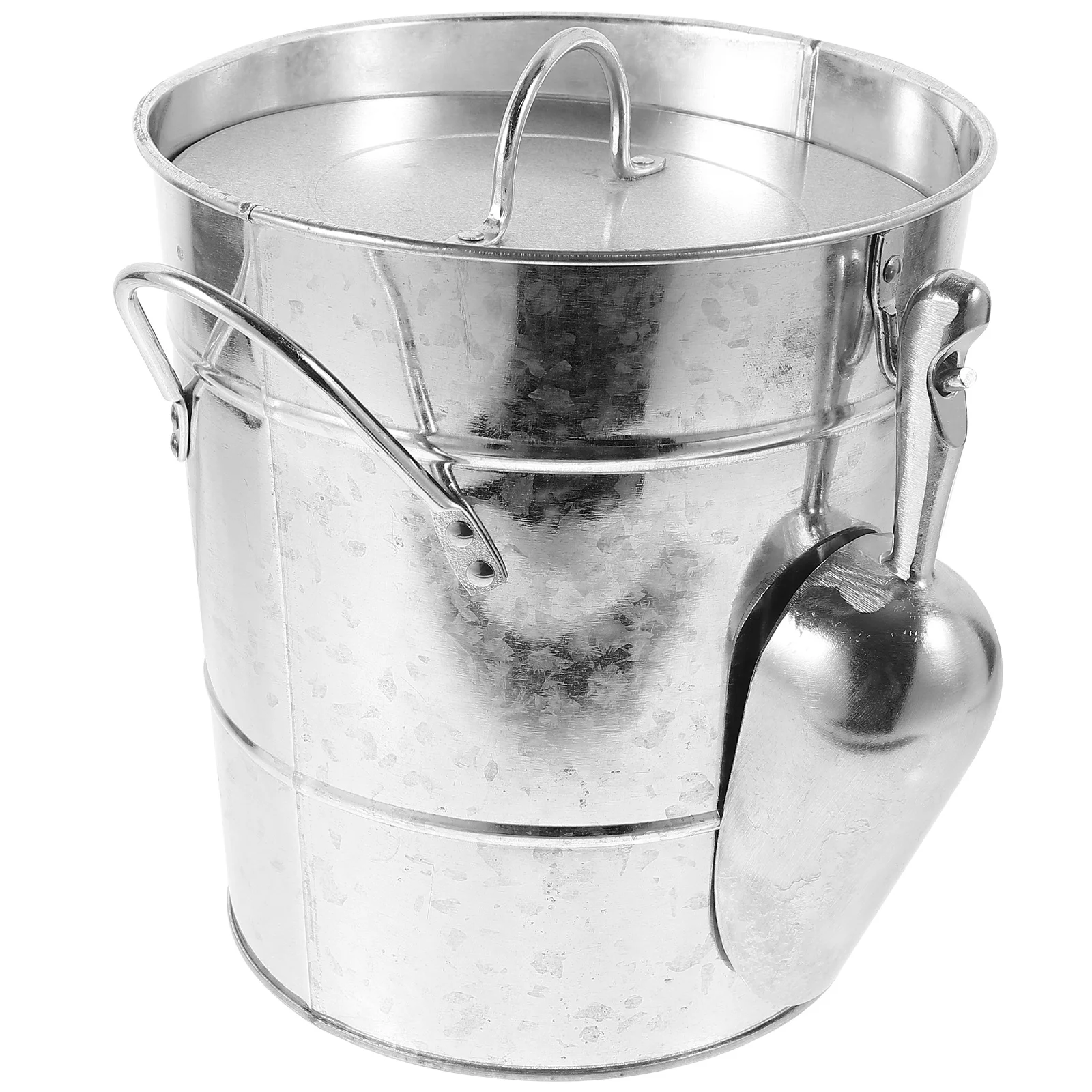 

Ice Bucket Insulated Metal Beverage Storage Small Portable Bucket Cover Iron Wine Beer Holder For Party Ktv Hotel
