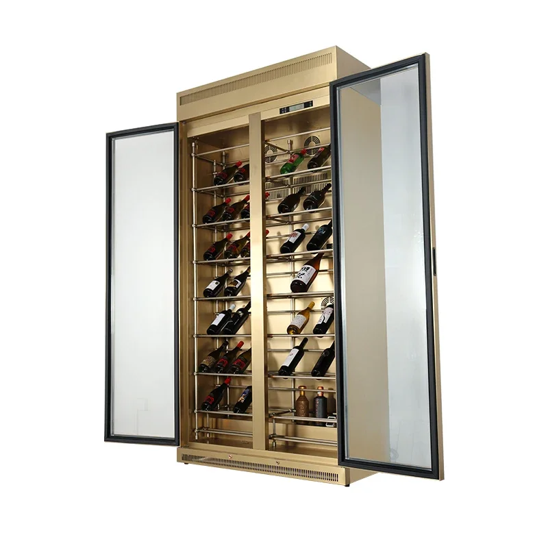 Premium Wine Beverage Cooler Cabinet with Glass Door Double Door Open Display Commercial Beverage Cooler