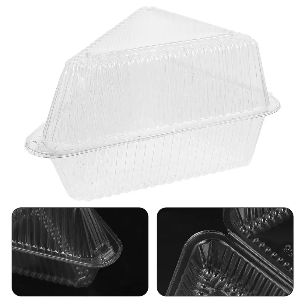 200Pcs Clear Hinged Lid Cake Slice Container Transparent Plastic Boxes Disposable Clamshell for Cheesecake Mousse Pie Packaging
