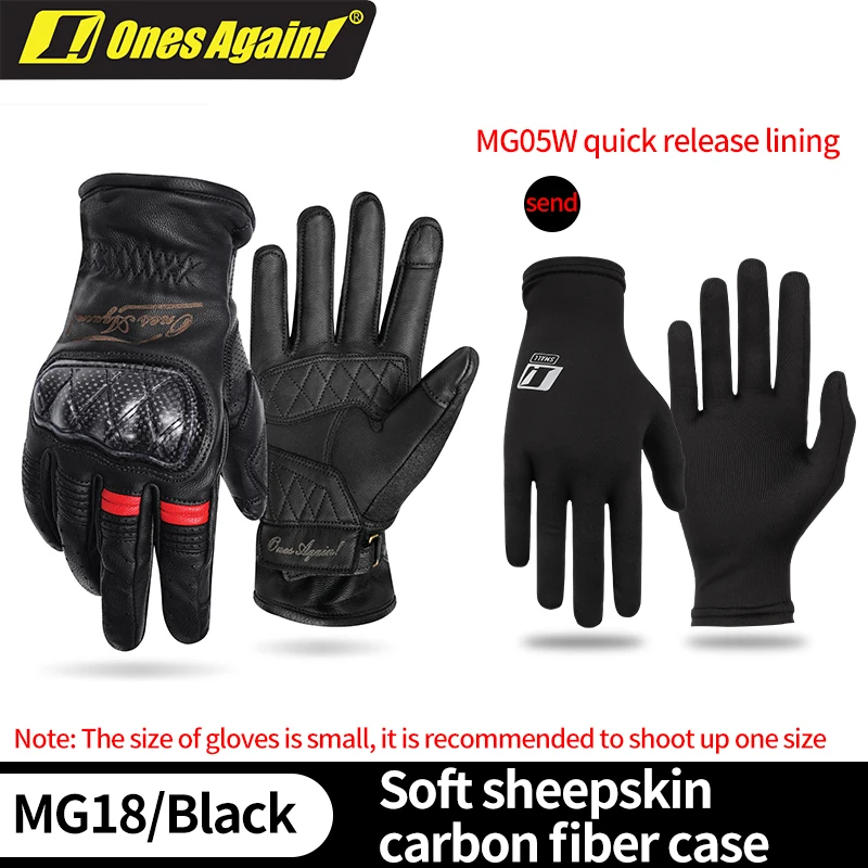 Sheepskin Leather Moto Luva Four Season Racing Motorcycle Carbon Fiber Gant Mtb Glove with Gift Quick Release Lining Gloves