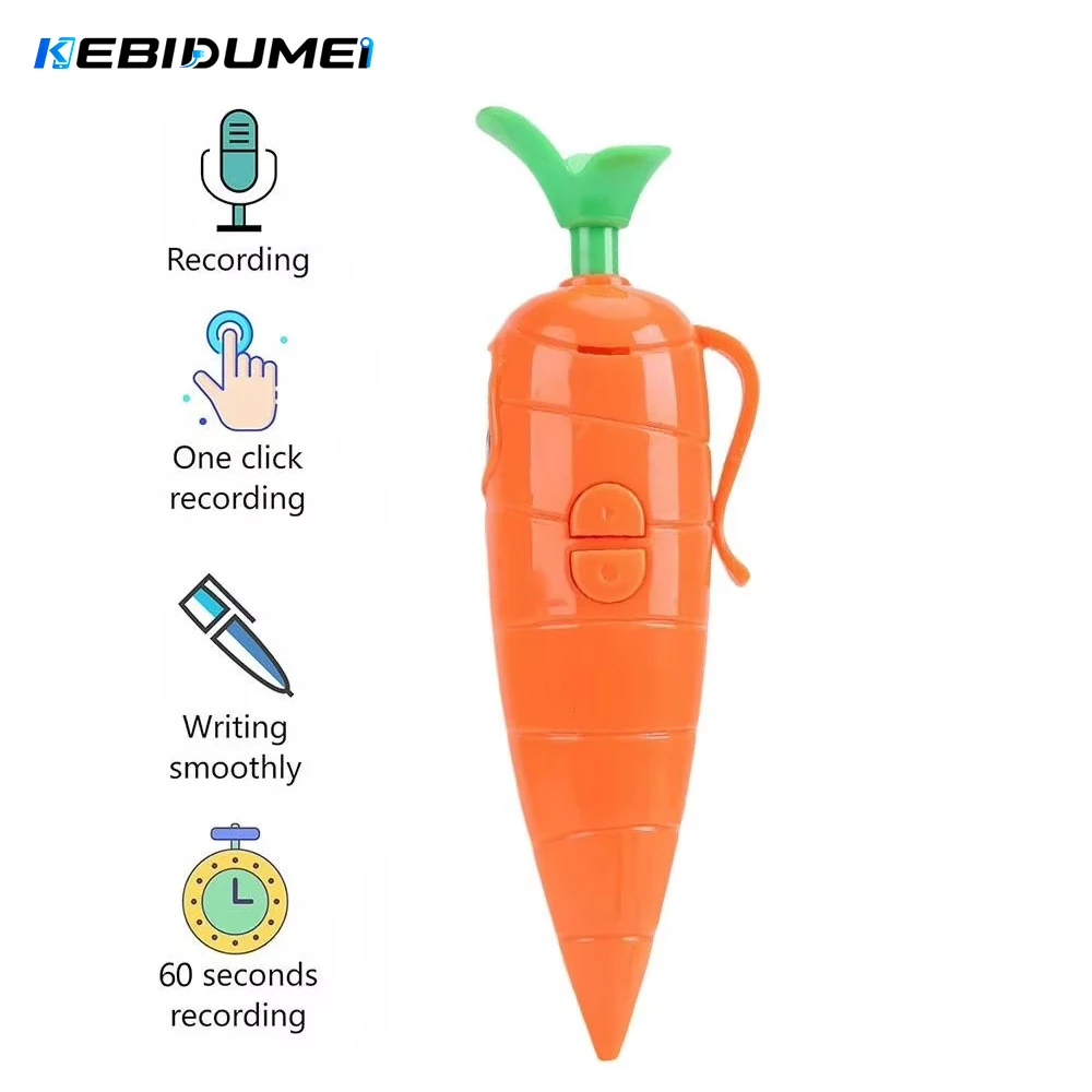 KEBIDUMEI Carrot Voice Recorder Electronic Sound Toy Can Write Graffiti Ballpoint Pen Novelty Voice Recorder Pen Gift