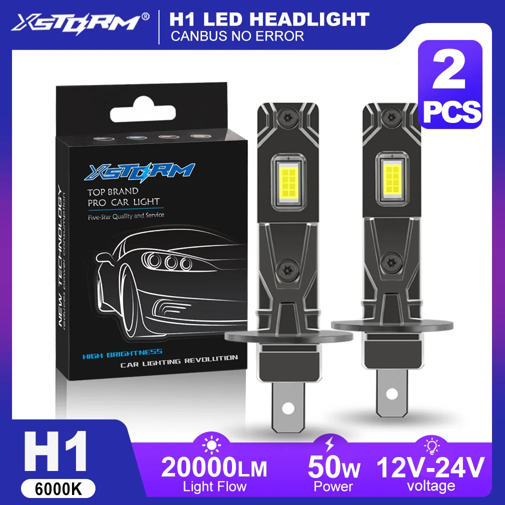 XSTORM H1 LED-Scheinwerferlampen 20000LM 50W LED H1 Scheinwerfer Nebelscheinwerfer 6000K 12V Canbus Autolampen Plug & Play Auto-Scheinwerfer