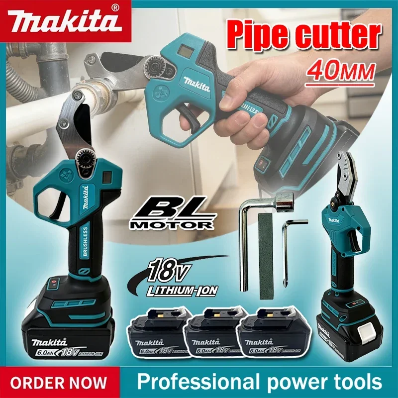 Makita Pipe Cutter with Digital Display Brushless Cordless Pipe Cutter 40mm, Digital Display For Clean Cutting PPR/PVC/PE Tubes