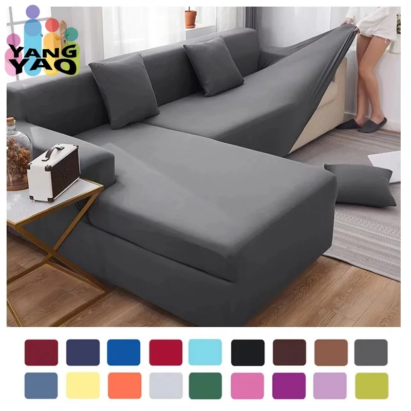 

Solid color Sofa Covers 1/2/3/4 Seats Elastic Solid Couch Cover L Shaped Sofa Cover Protector Bench Covers