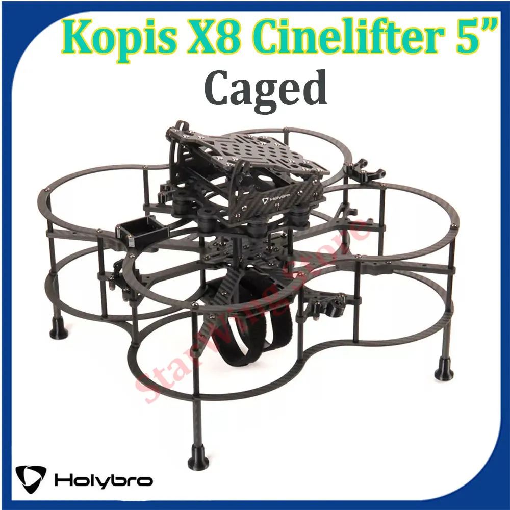 

Holybro Kopis X8 Cinelifter 5”- Caged FPV Frame Kit ARF PNP Kakute H7 Tekko32 F4 4in1 50A ESC F60 KV1750 Motor 5055S-3 Propeller