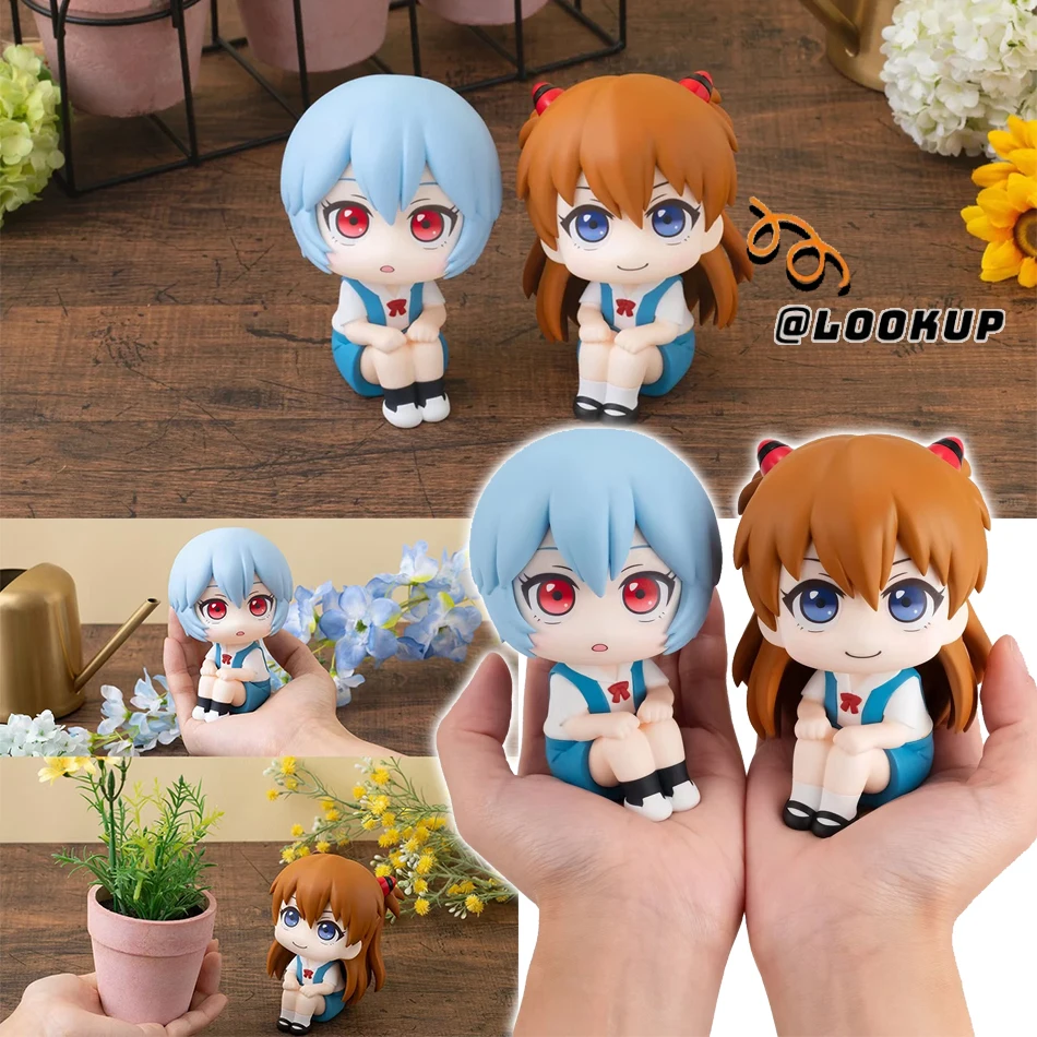 10CM Anime Evangelion Ayanami Rei Figur Souryuu Asuka Langley Look Up EVA Sitzende Puppe Actionfigur PVC Ornament Modell Spielzeug